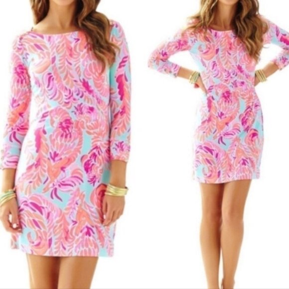 Lilly Pulitzer Pink and Blue Sophie Mini Dress Size XS 2803 - Picture 1 of 14